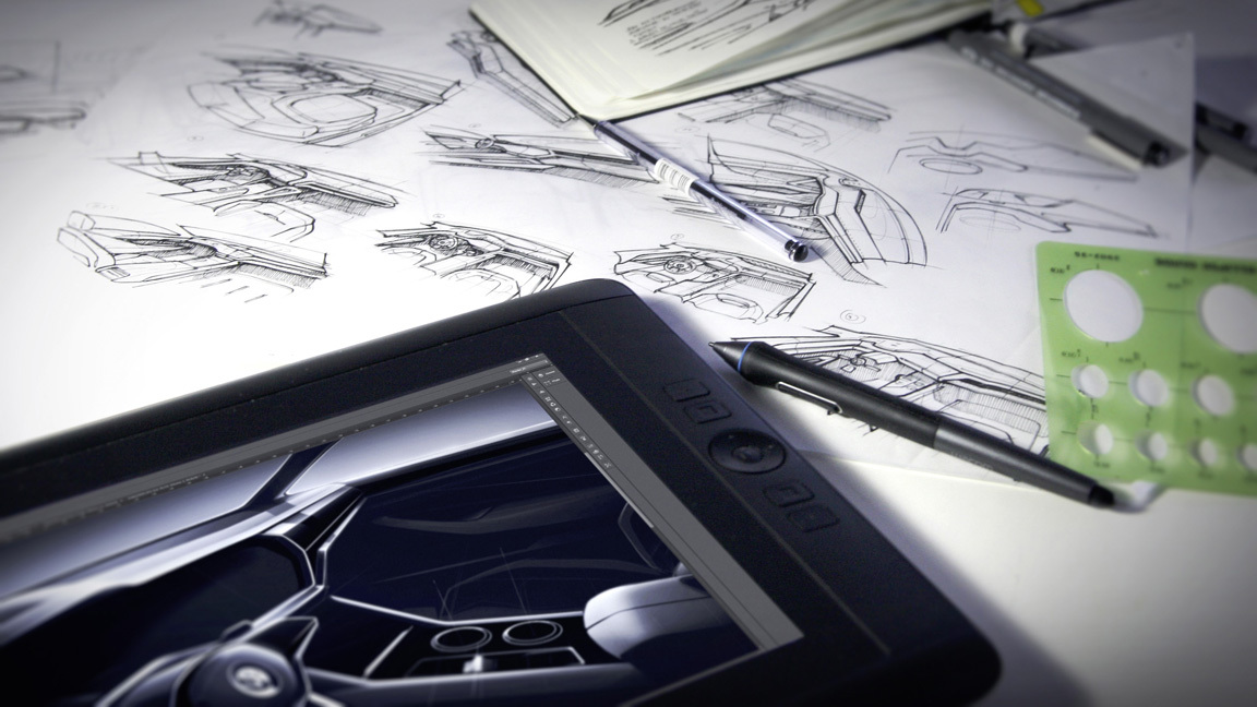 Volkswagen T-Prime Concept GTE, 2016 - Interior Design Sketch