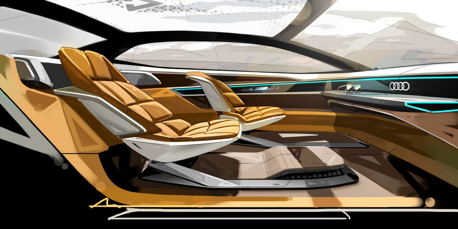 Audi Aicon Concept, 2017 - Design Sketch - Interior