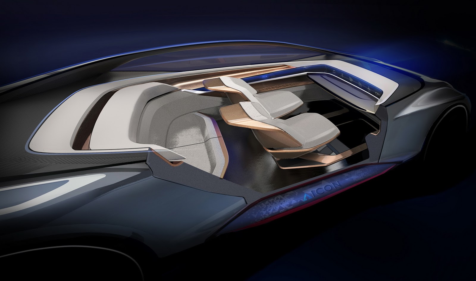 Audi Aicon Concept, 2017 - Design Sketch - Interior