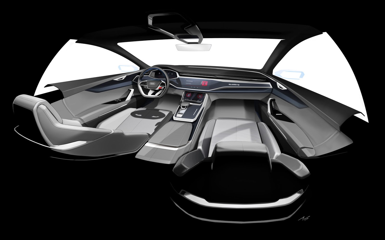 Audi Q8 concept, 2017 - Interior Design Sketch