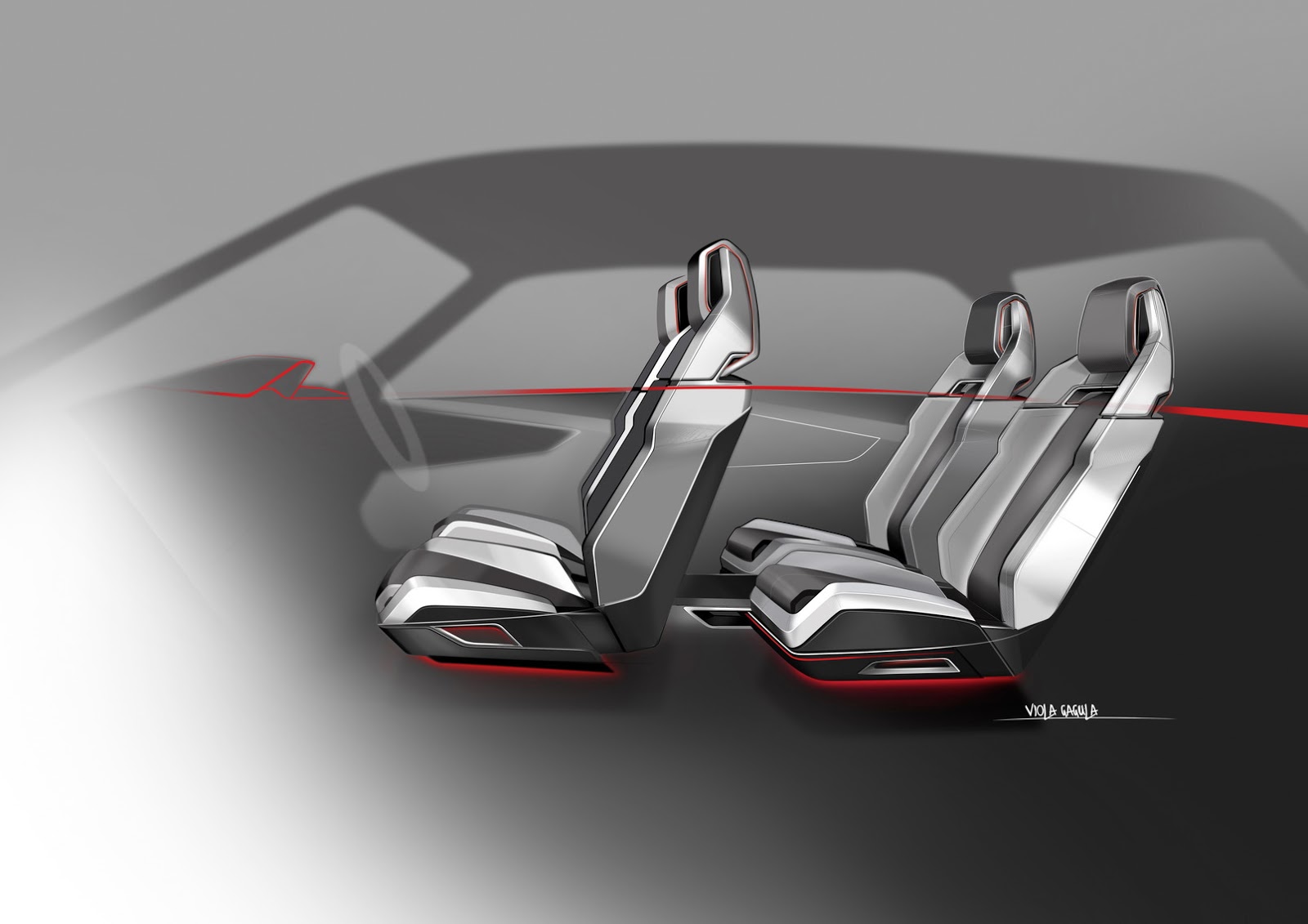 Audi Q8 concept, 2017 - Interior Design Sketch