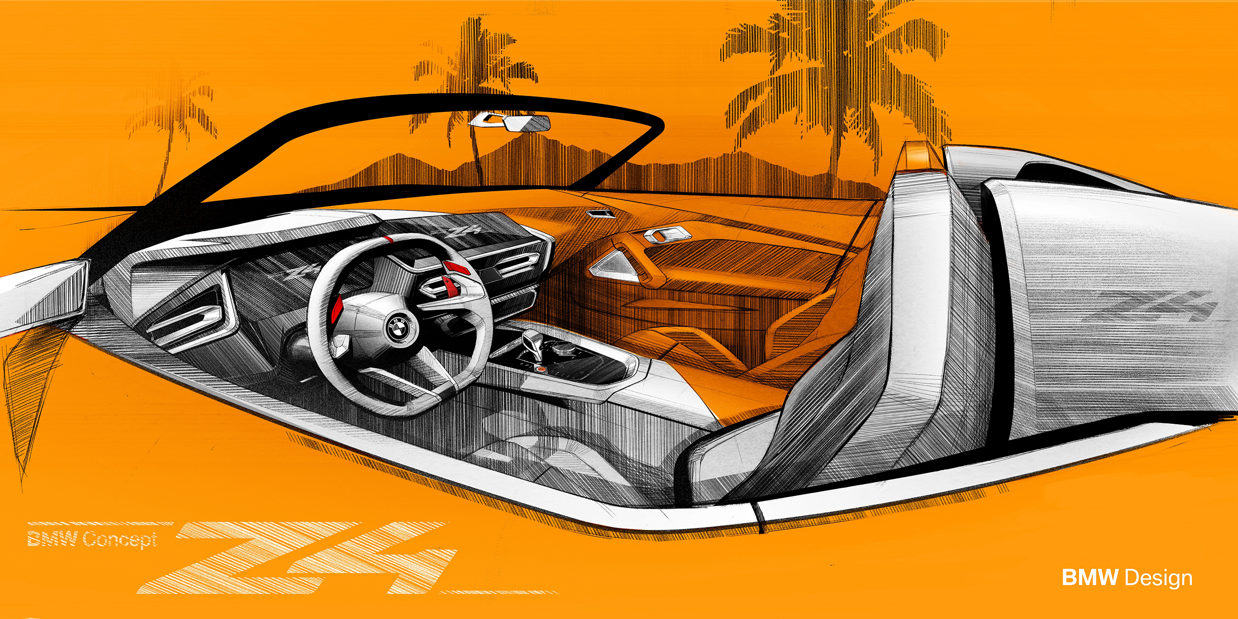 BMW Z4 Concept, 2017 - Interior Design Sketch