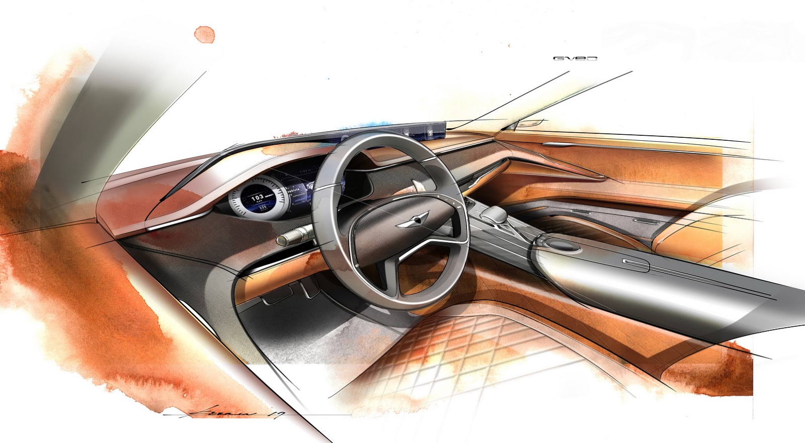 Genesis GV80 Concept, 2017 - Interior Design Sketch