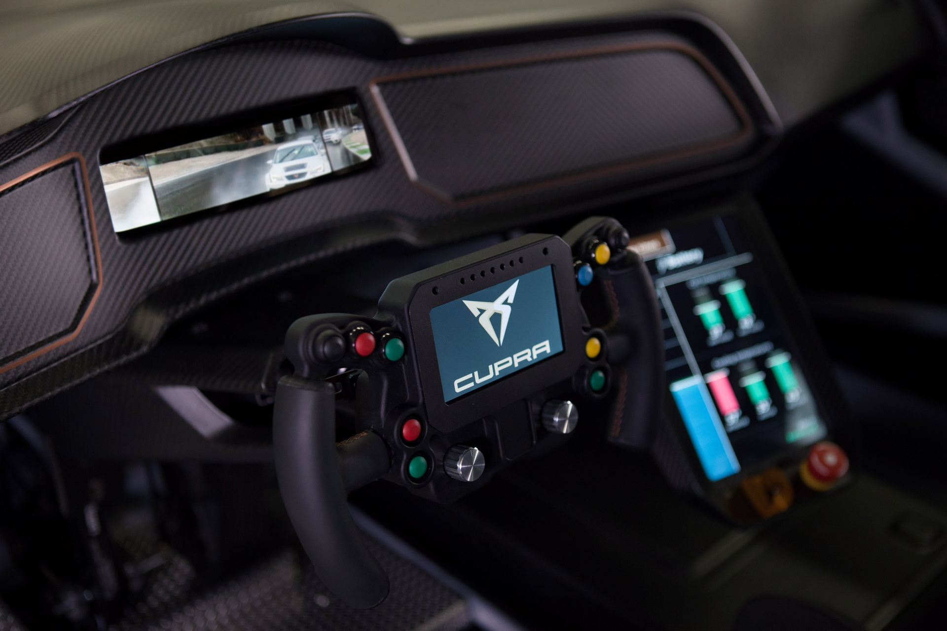 The driver can see that is happening around him on a large screen built into the dashboard