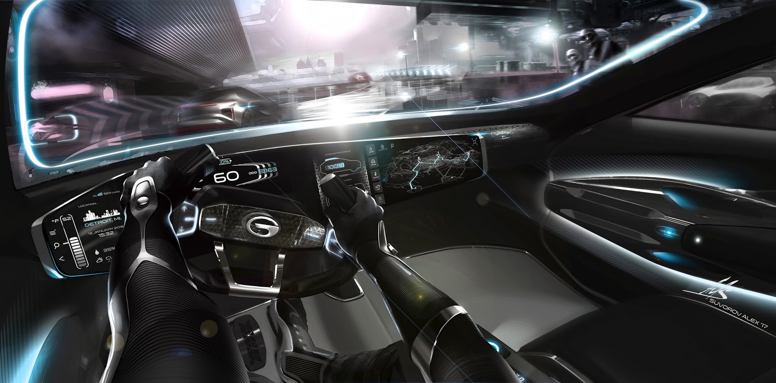 GAC Enverge Concept, 2018 - Interior Sketch by Alexander Suvorov
