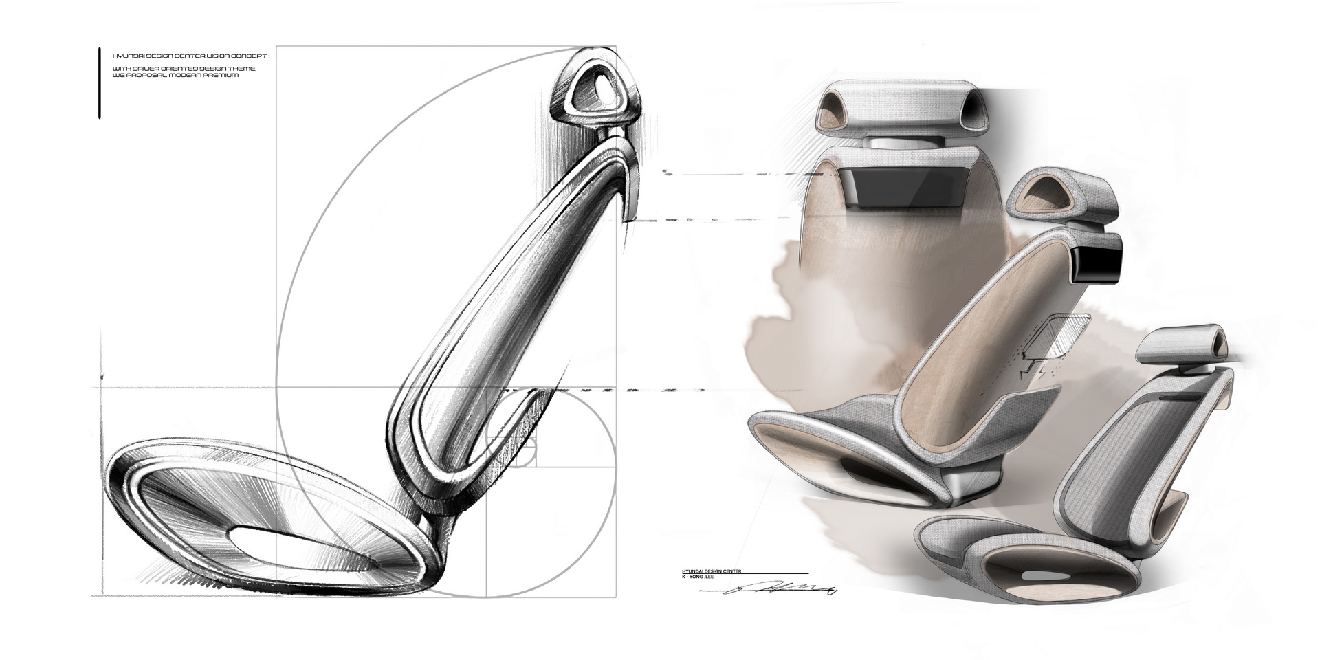 Hyundai Le Fil Rouge Concept, 2018 - Interior Design Sketch