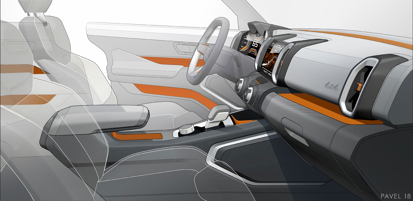 Lada 4x4 Vision, 2018 - Interior Design Sketch