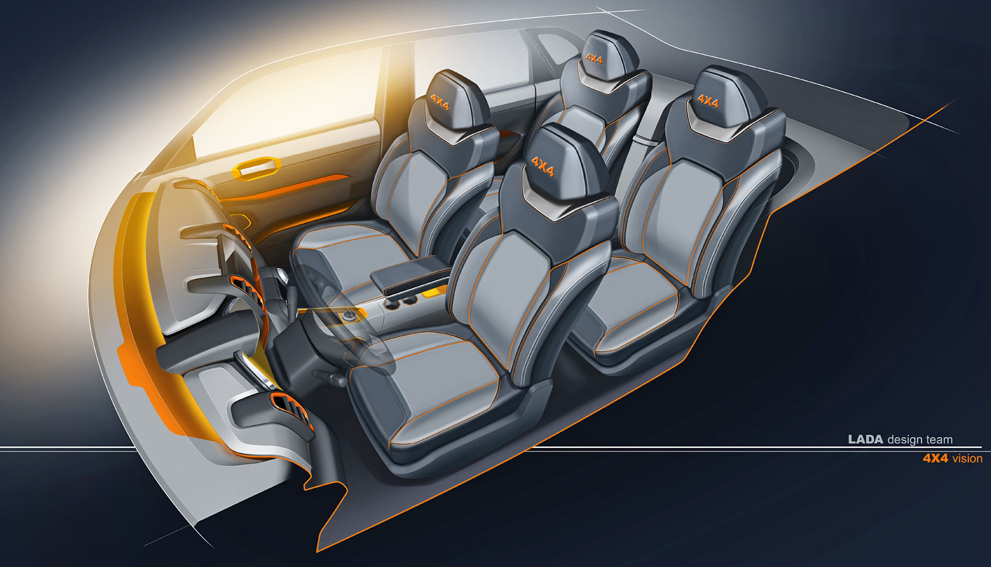 Lada 4x4 Vision, 2018 - Interior Design Sketch