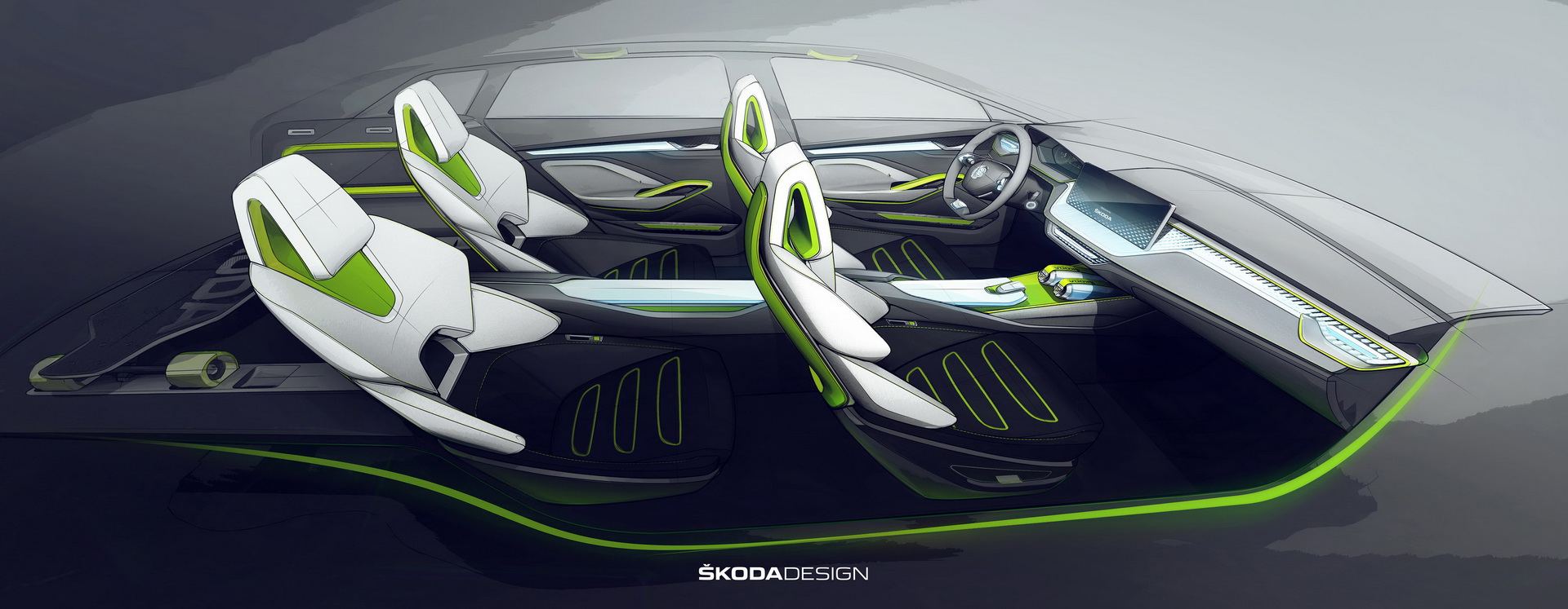 Skoda Vision X Concept, 2018 - Interior Design Sketch