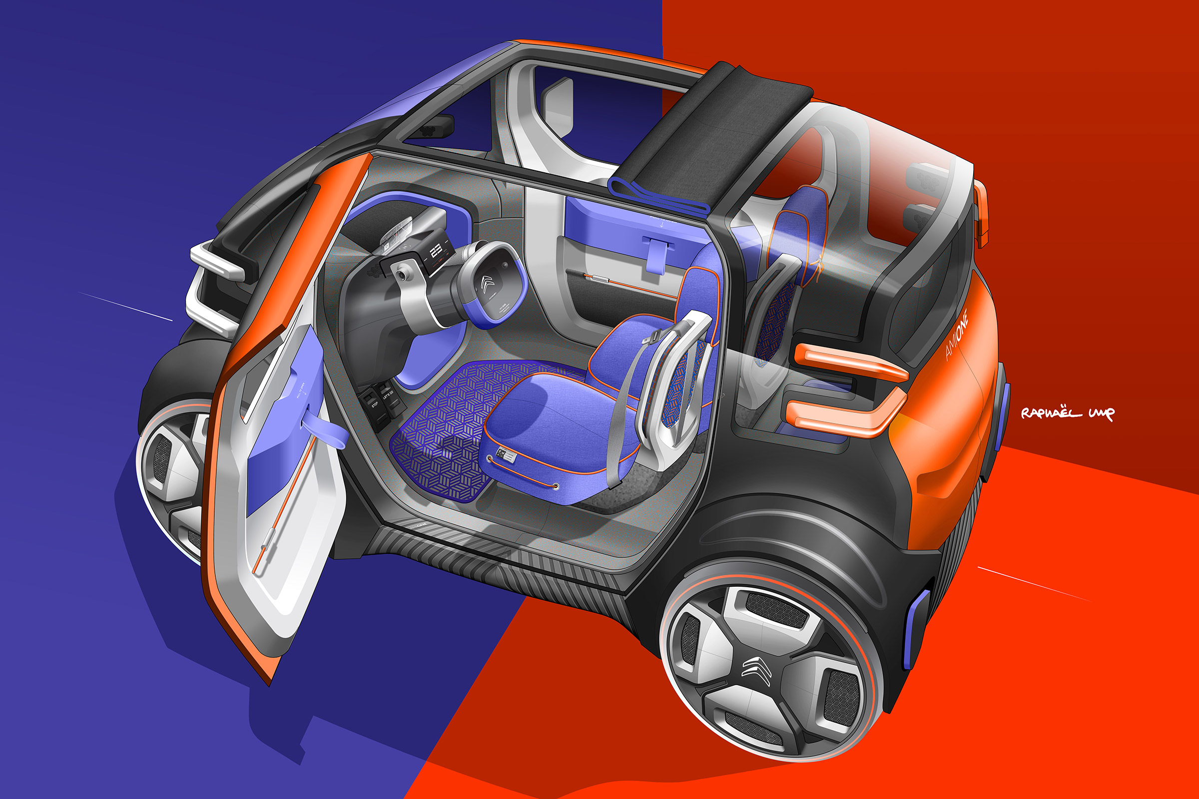 Citroen Ami One Concept, 2019 - Interior - Design Sketch by Raphaël Le Masson Pannetrat