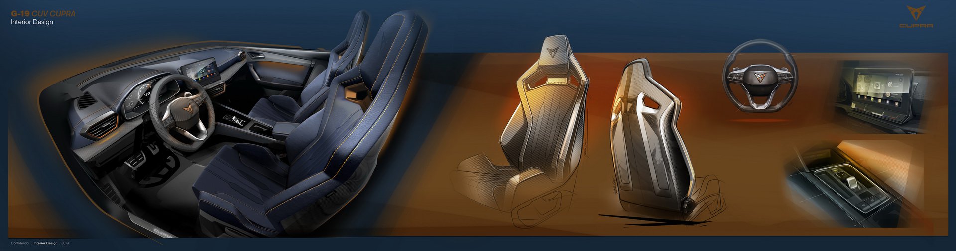 Cupra Formentor Concept, 2019 - Design Sketch - Interior