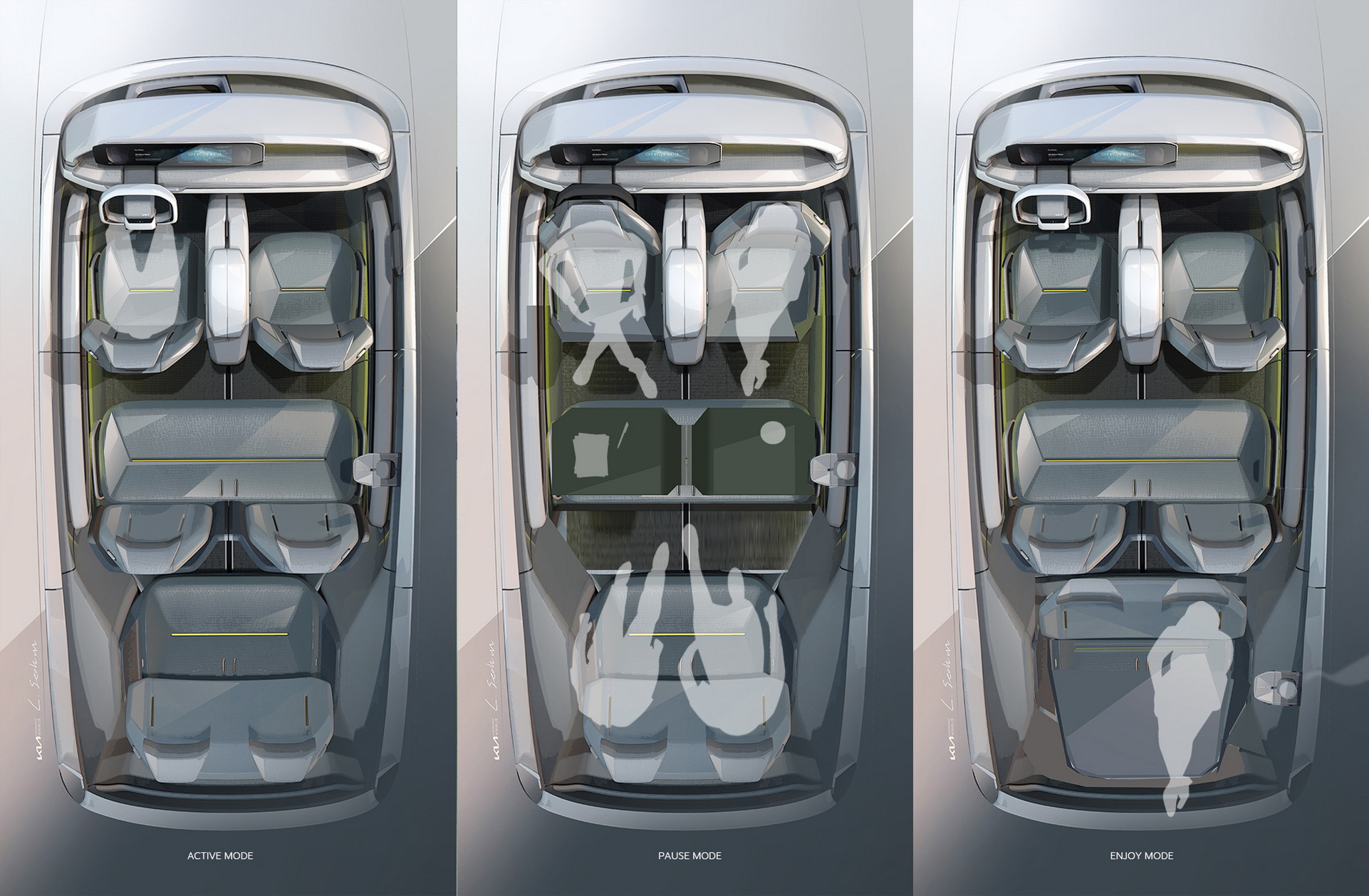 Kia EV9 Concept, 2021 – Design Sketch – Interior