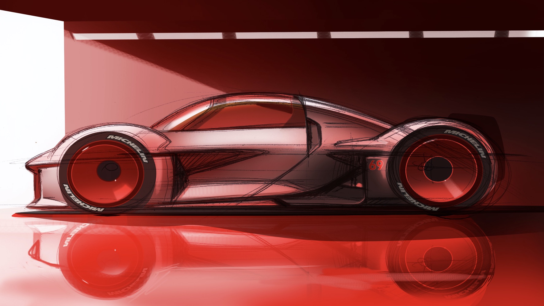Porsche Mission R, 2021 – Design sketch