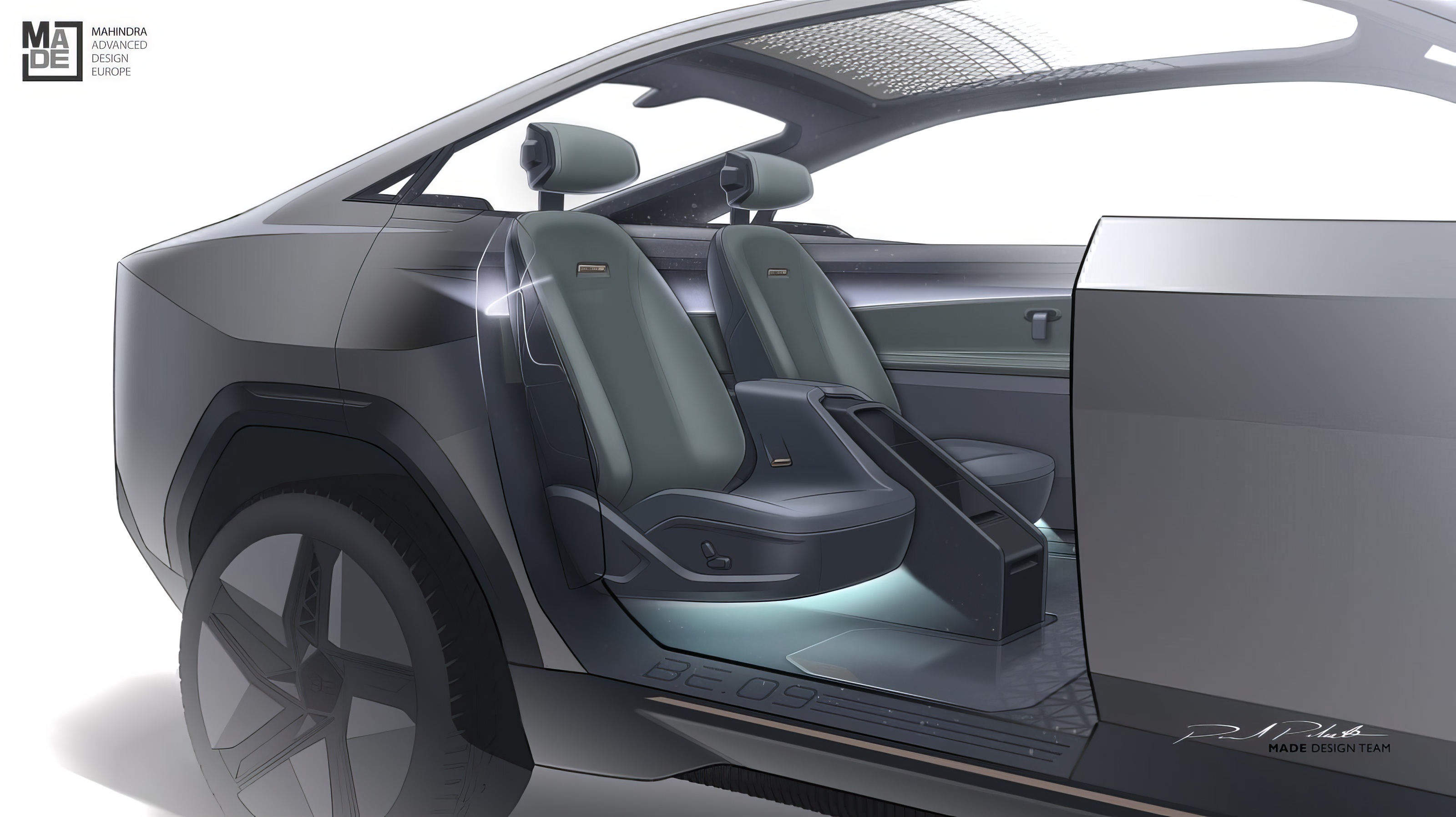 Mahindra BE.09 Concept, 2022 – Design Sketch – Interior