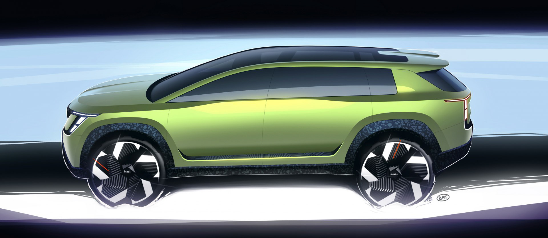 Skoda Vision 7S Concept, 2022 – Design Sketch