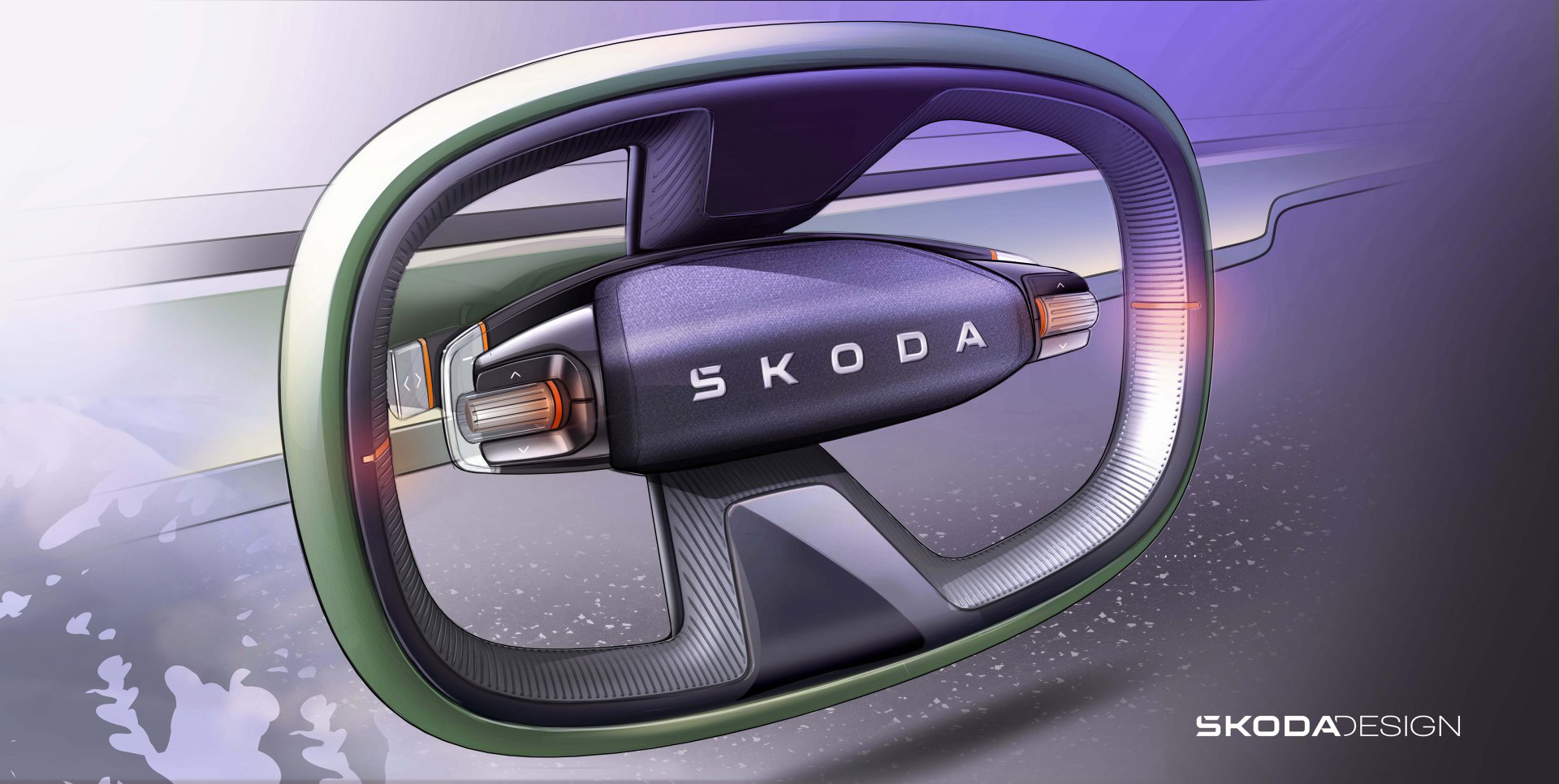 Skoda Vision 7S Concept, 2022 – Design Sketch – Interior