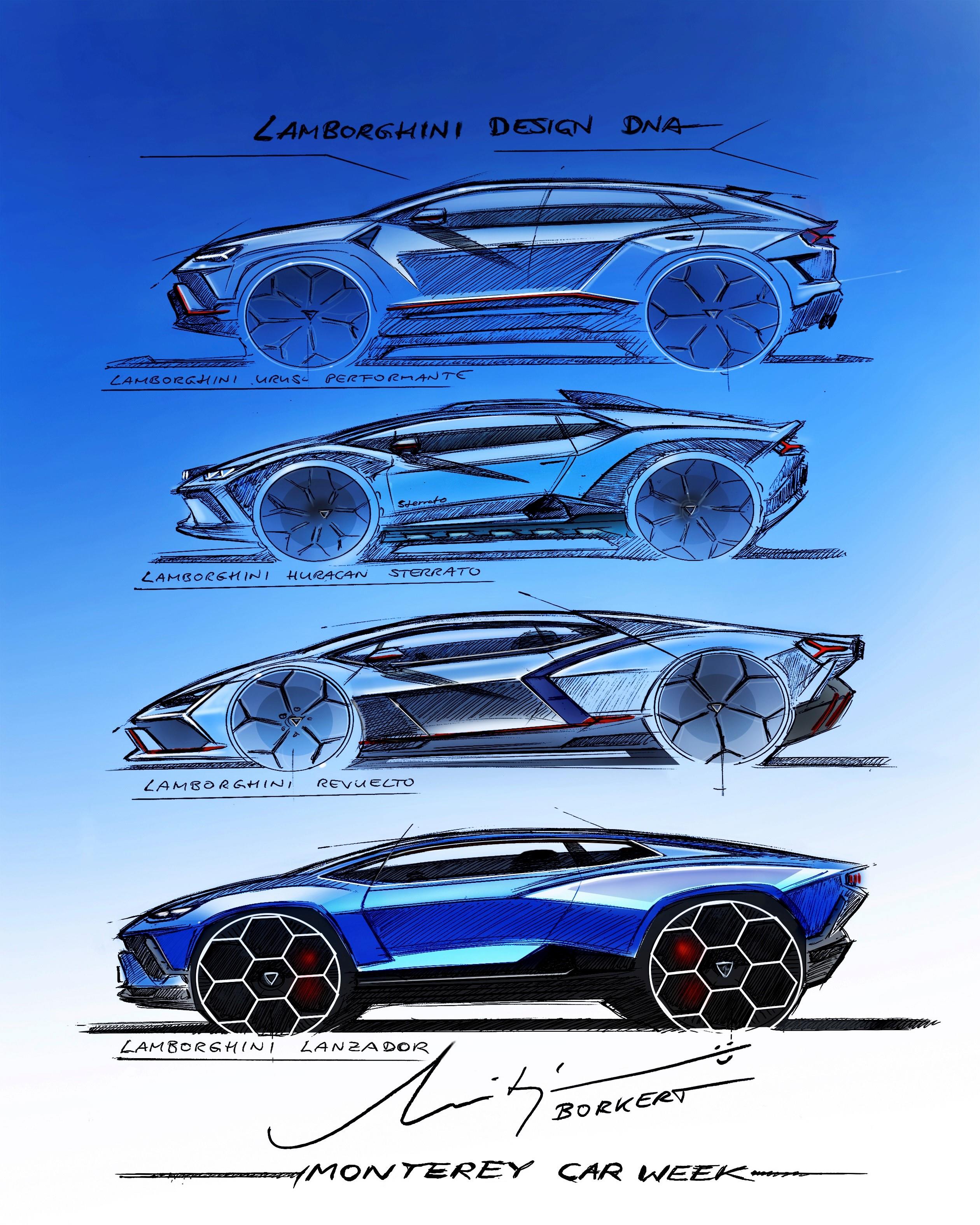 Lamborghini Lanzador Concept, 2023 – Design Sketch by Mitja Borkert