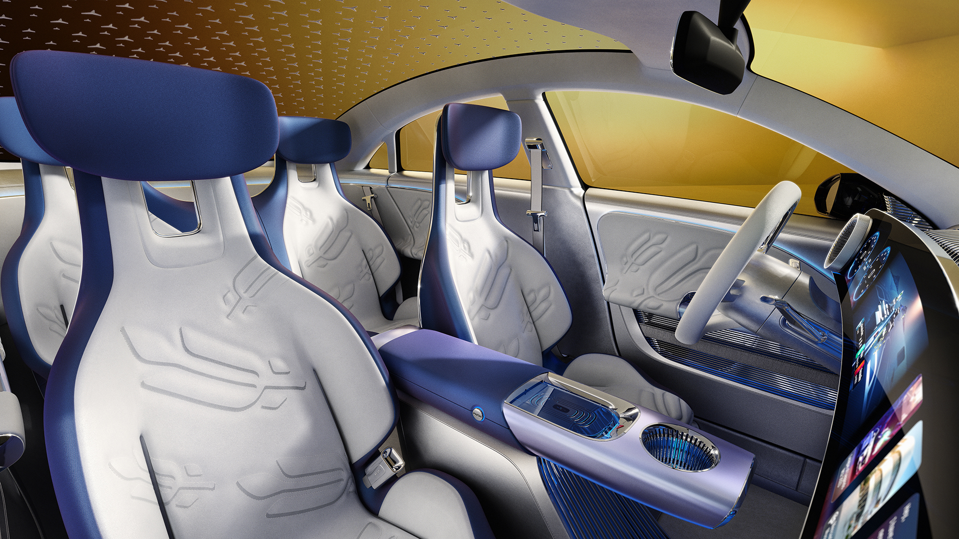 Mercedes-Benz Concept CLA Class, 2023 – The interior of the Concept CLA Class points the way forward with the application of innovative new materials