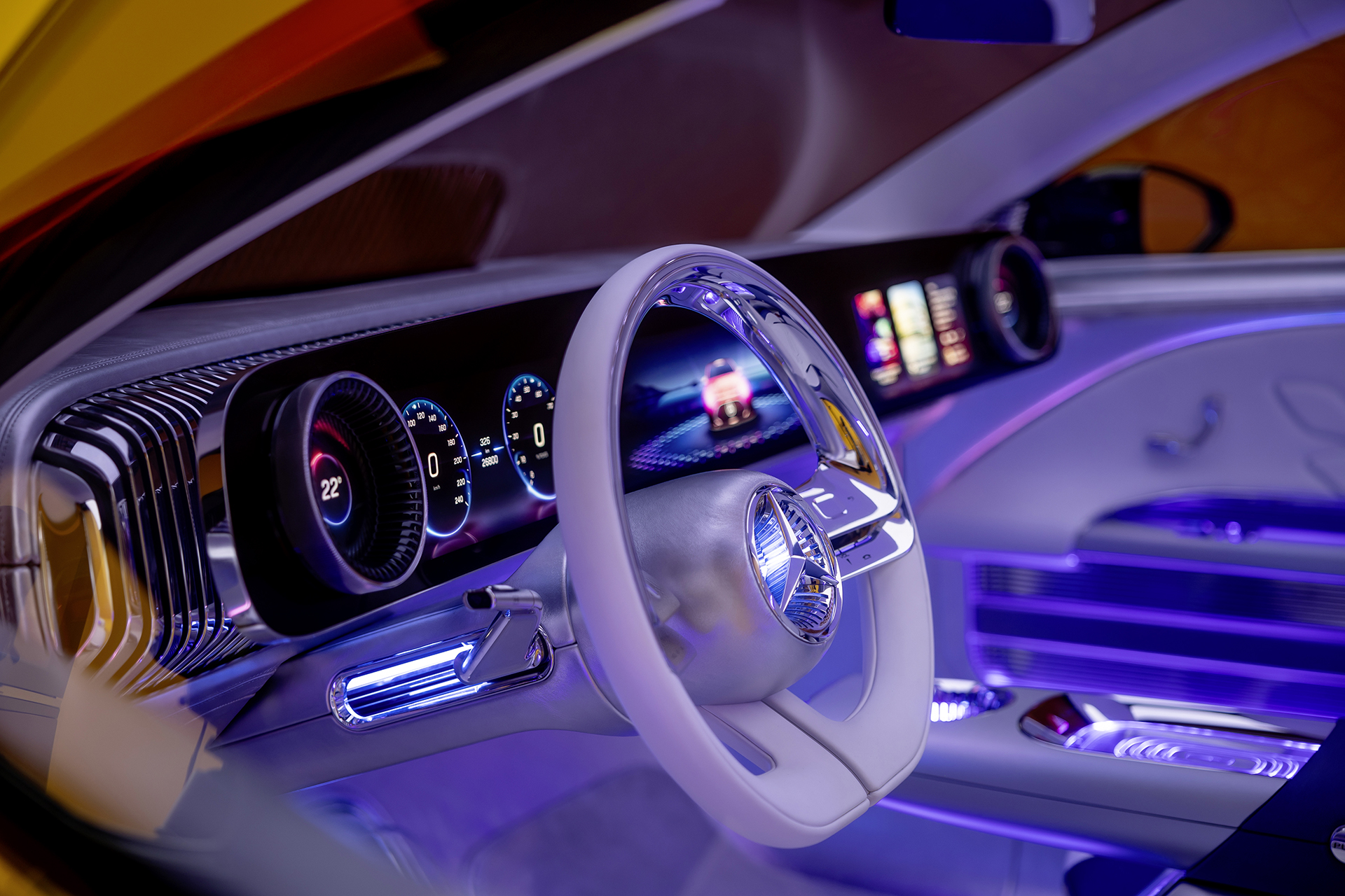 Mercedes-Benz Concept CLA Class, 2023 – Inside the spacious and airy interior the aesthetic theme is one of utmost modernity