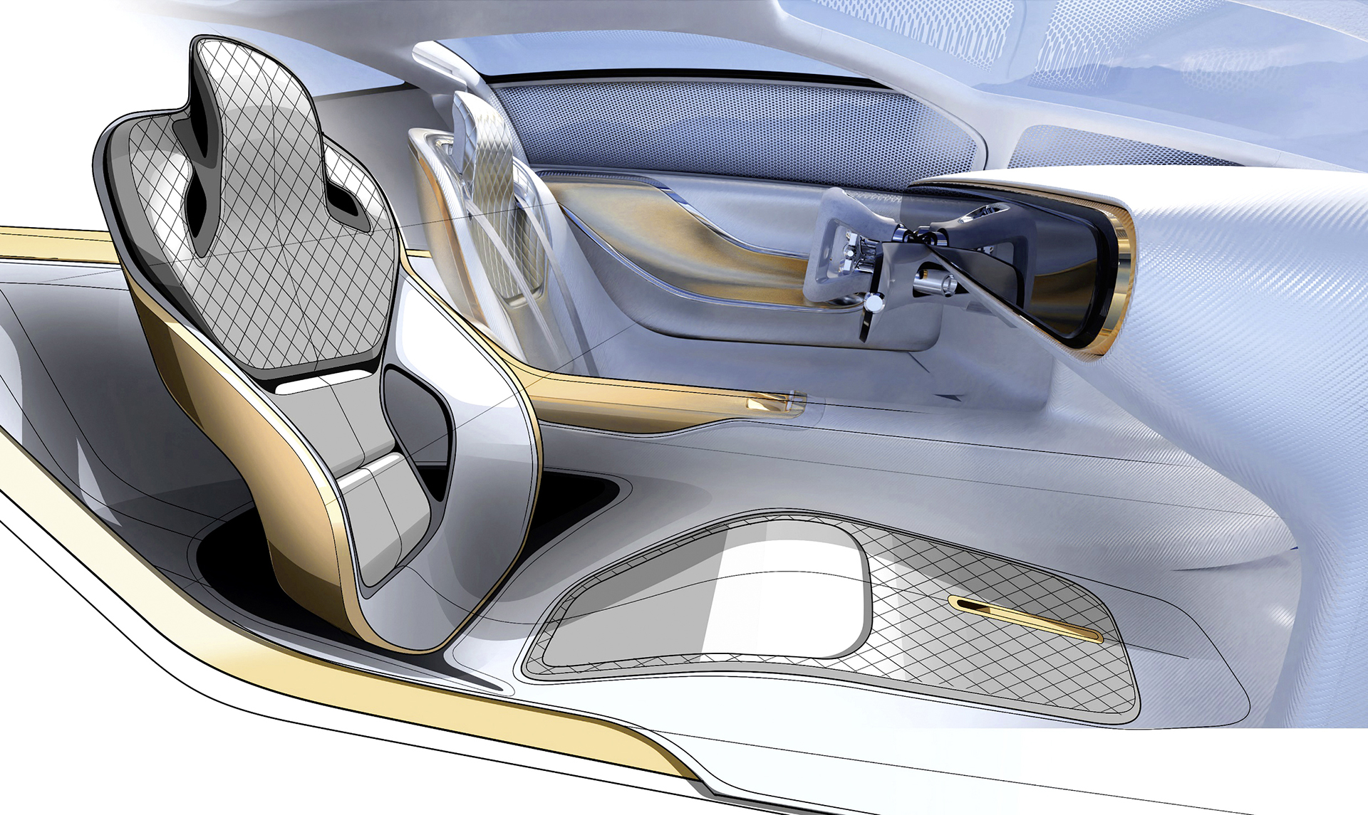 Mercedes-Benz Vision One-Eleven Concept, 2023 – Design Sketch – Interior