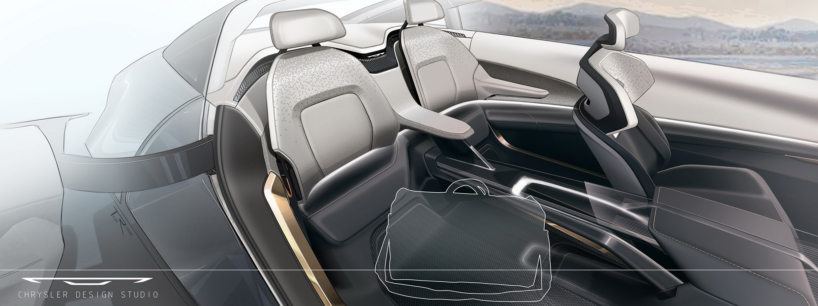 Chrysler Halcyon Concept, 2024 – Design Sketch – Interior