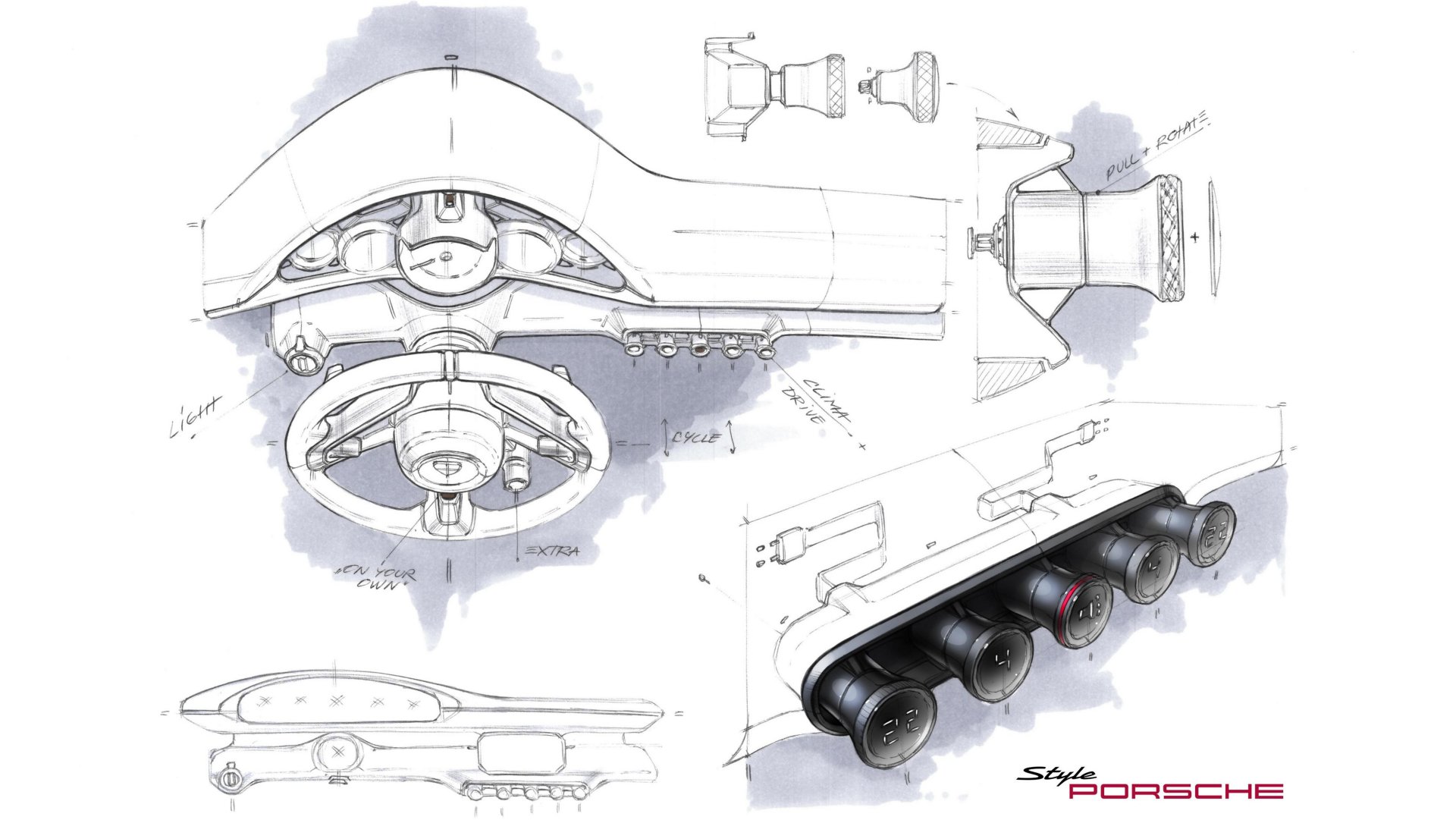 Porsche Mission S, Vision Model, 2026 – Design Sketch – Interior