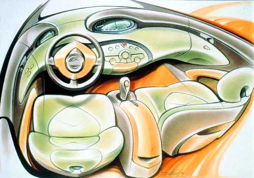 1998 Nissan KYXX Concept - interior sketch