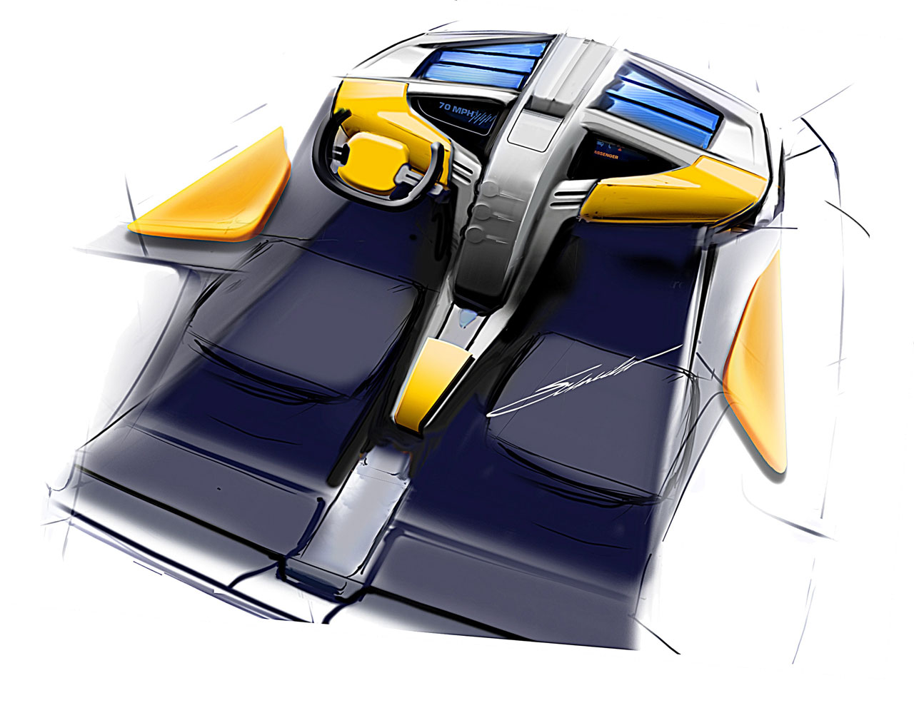 Toyota A-BAT, 2008 – Design Sketch – Interior