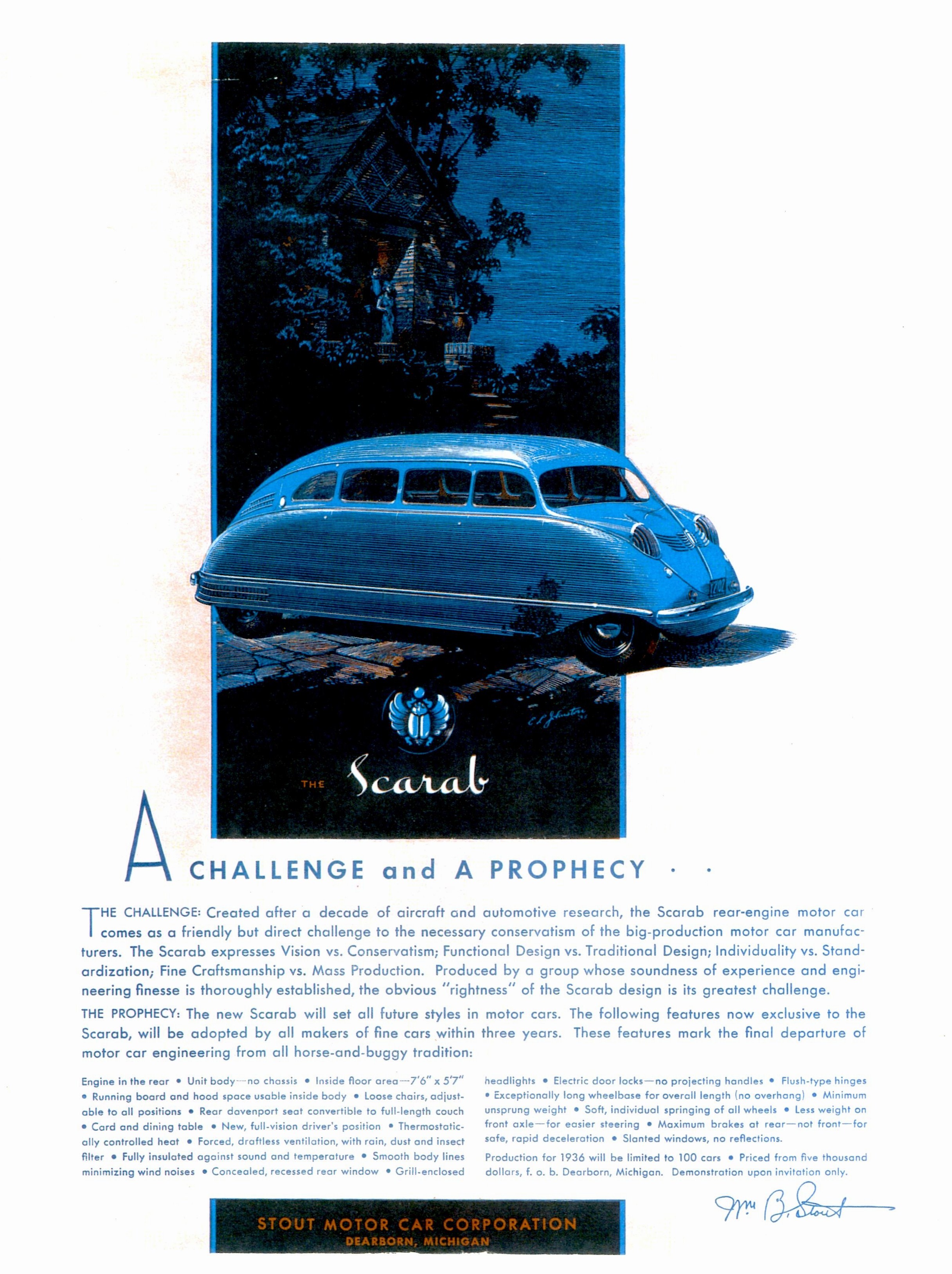 1936 Stout Scarab Ad - Fortune magazine, November 1935