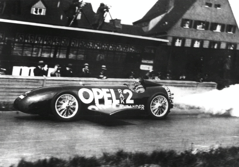 Fritz von Opel in his rocket powered racer, 1928 