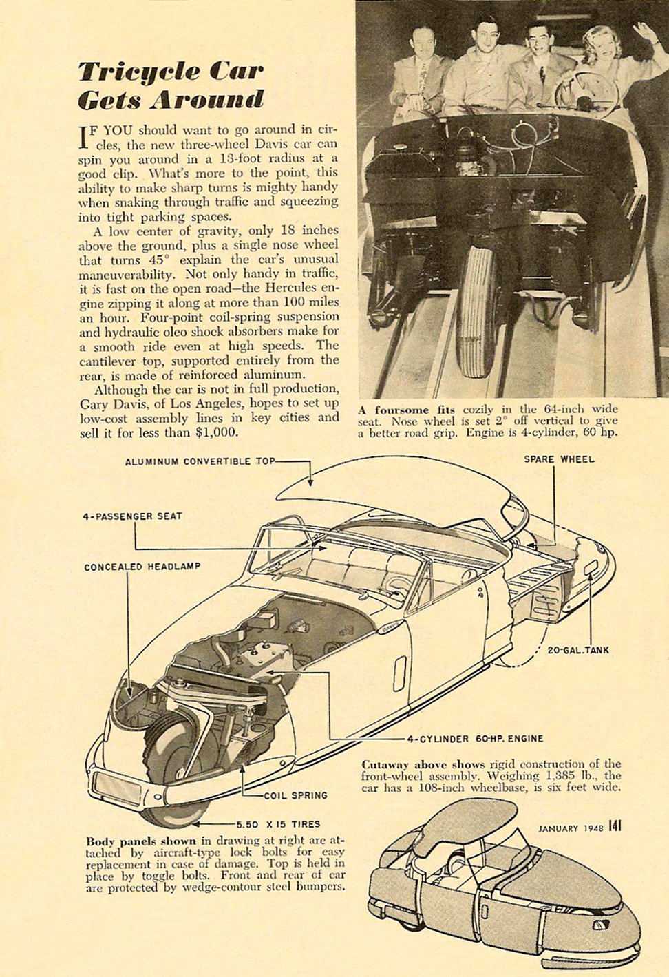 Page 141 of the January 1948 issue of Popular Science magazine