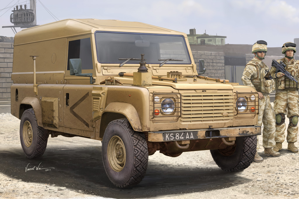 Land Rover Defender 110 Hardtop - Illustration: Vincent Wai - HobbyBoss Model Boxart