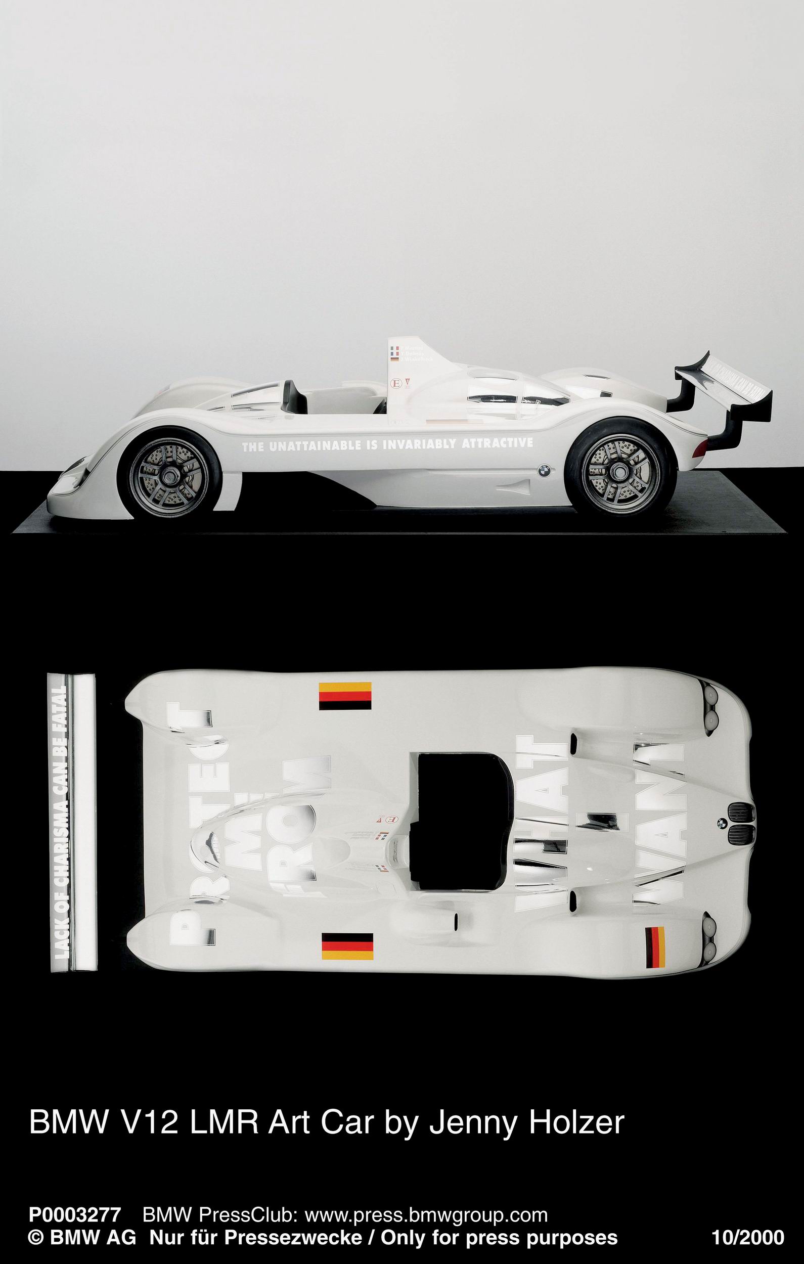 BMW V12 LMR Art Car # 15 (1999): Jenny Holzer