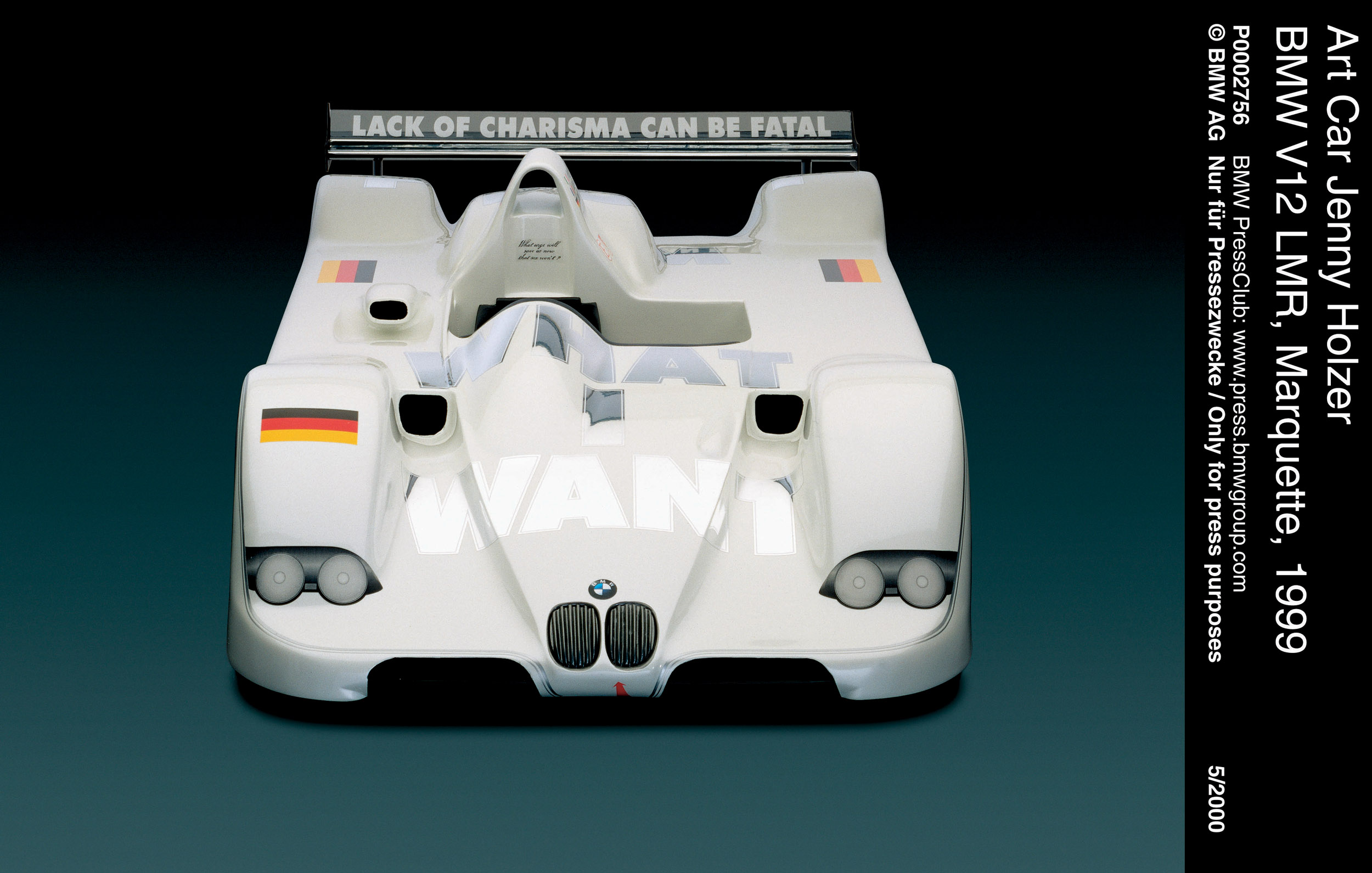 BMW V12 LMR Art Car # 15 (1999): Jenny Holzer
