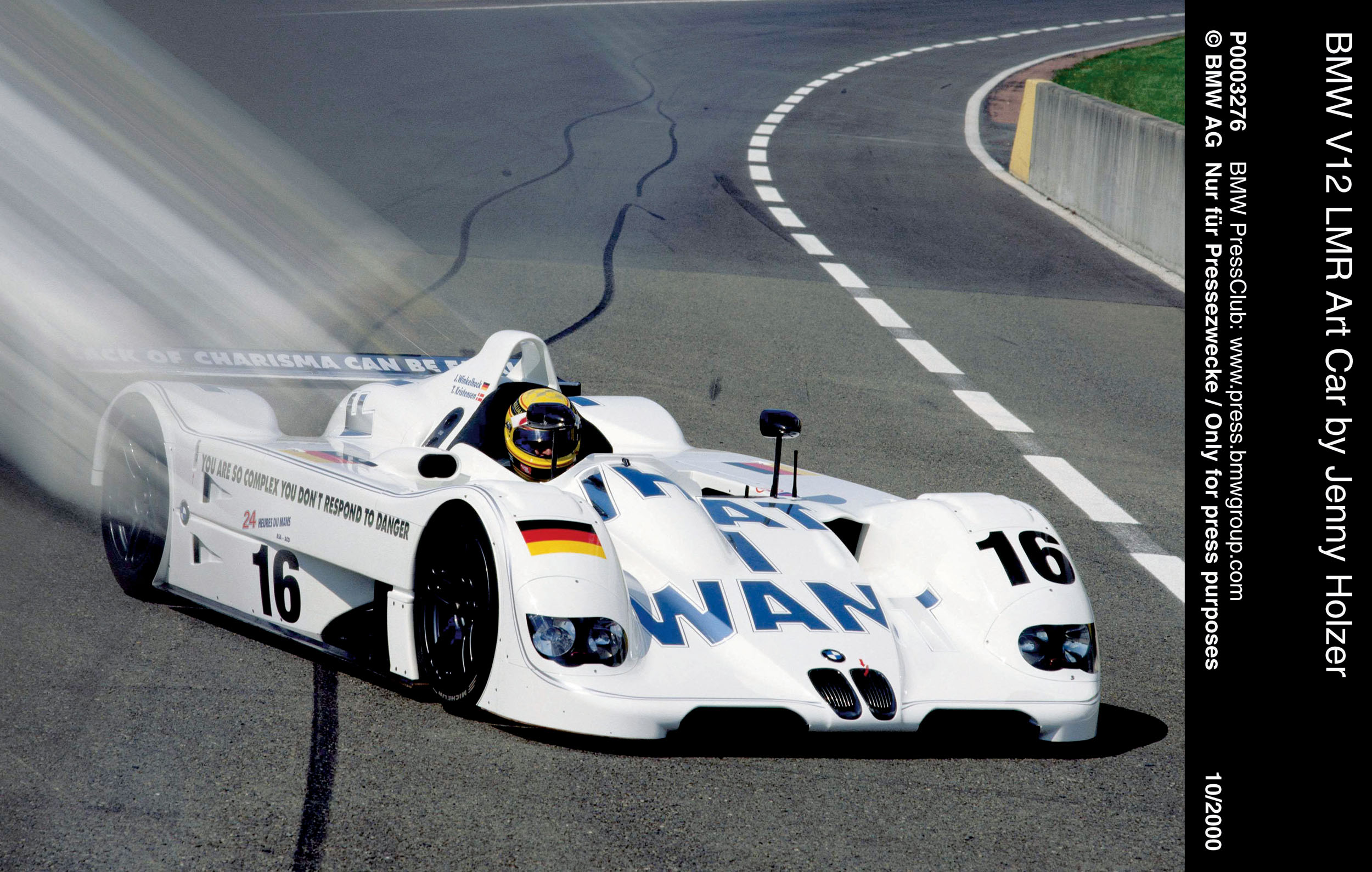 BMW V12 LMR Art Car # 15 (1999): Jenny Holzer