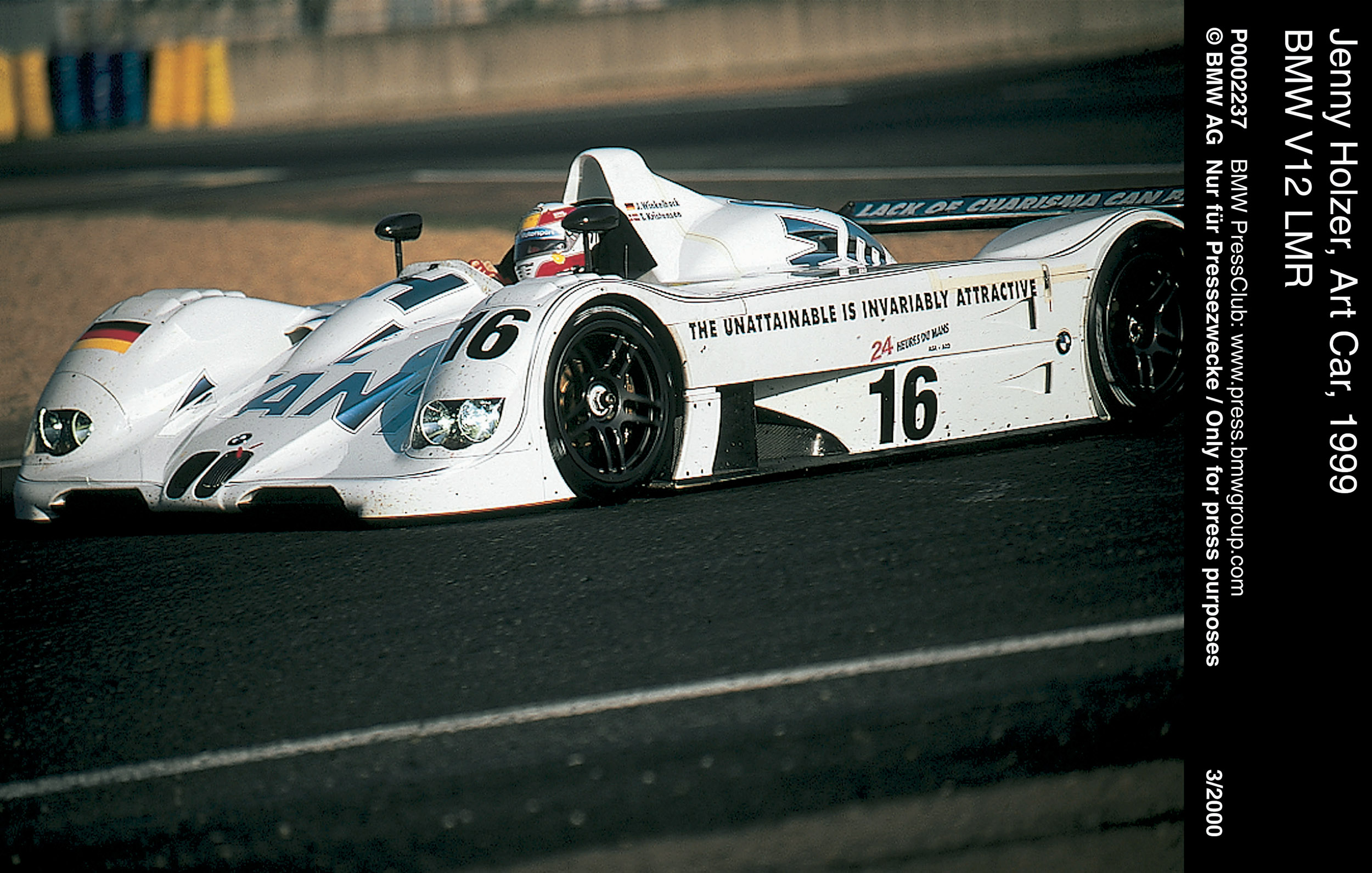 BMW V12 LMR Art Car # 15 (1999): Jenny Holzer