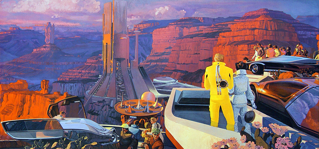 Syd Mead: U.S. Steel Interface - a portfolio of probabilities, 1969 - Race at the Megastructure