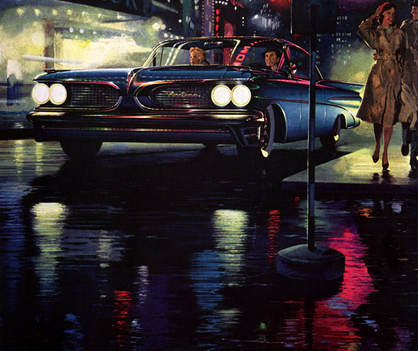 1959 Pontiac Catalina - 'Times Square': Art Fitzpatrick and Van Kaufman - Van did a great job with the scene and the figures, and I always liked the way the multitude of Times Square lights described the contours of the car.