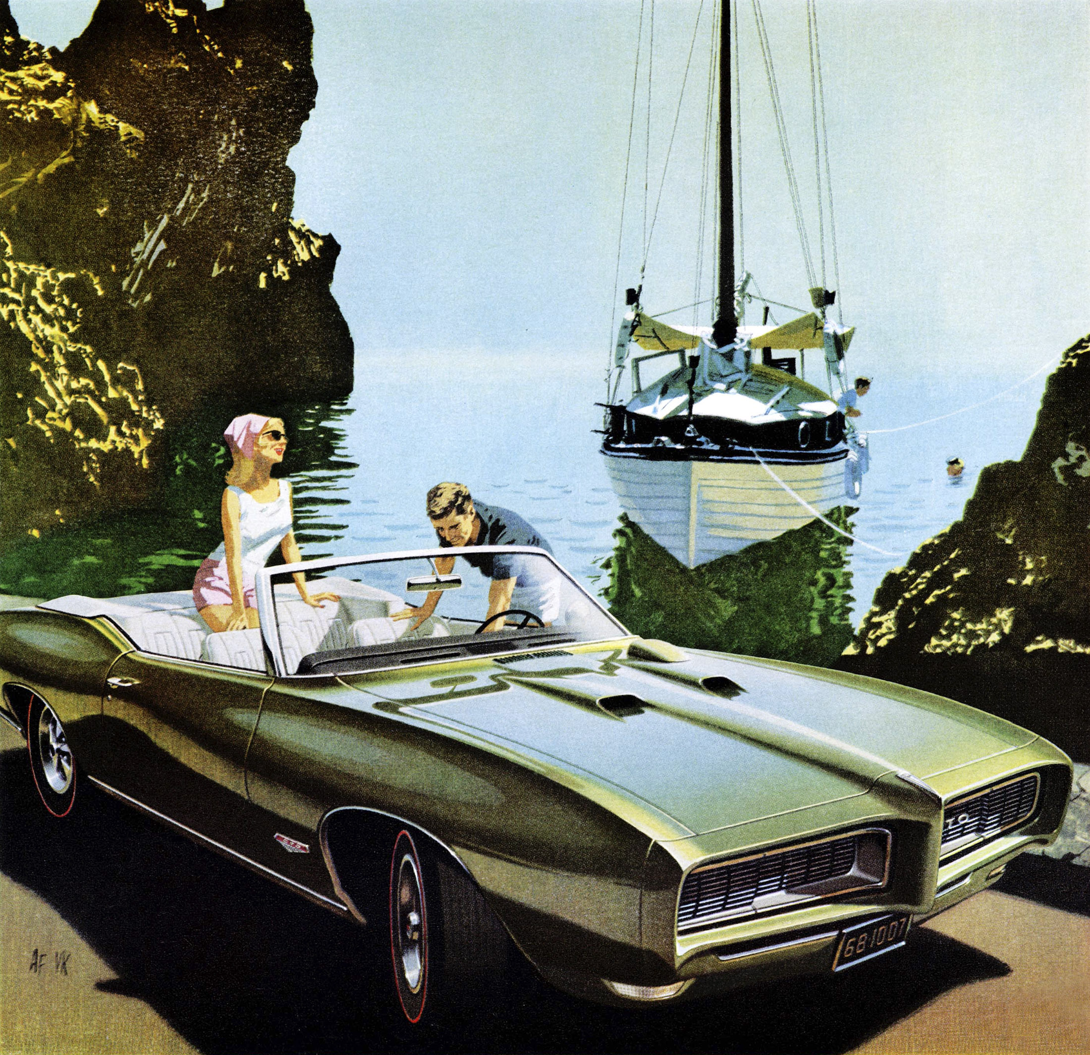 1968 Pontiac GTO Convertible - 'Corfu Cove': Art Fitzpatrick and Van Kaufman - One of my sentimental favorites — and one of the most popular in print sales.