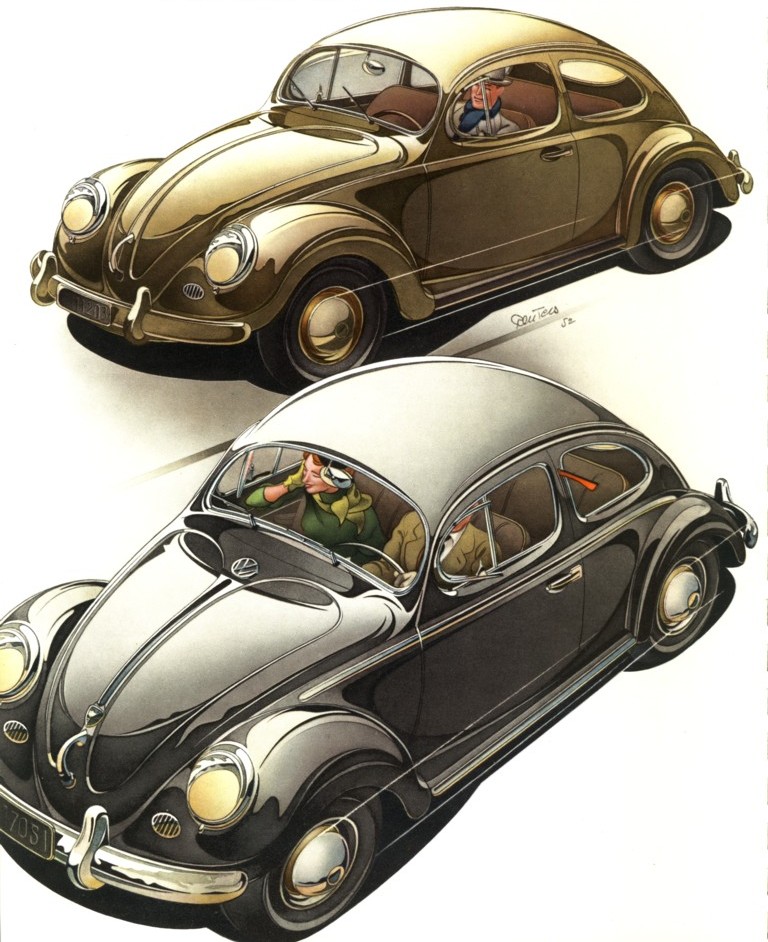 Volkswagen Beetle - Sedan Standard and De Luxe Models (1952-53): Graphic by Bernd Reuters
