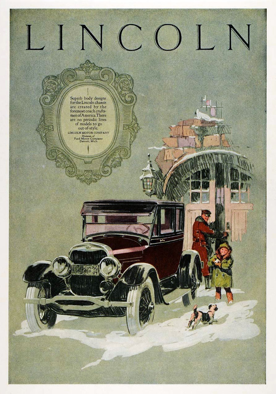 Lincoln Ad (February, 1925): 4-Passenger Coupe - Illustrated by Haddon Sundblom?