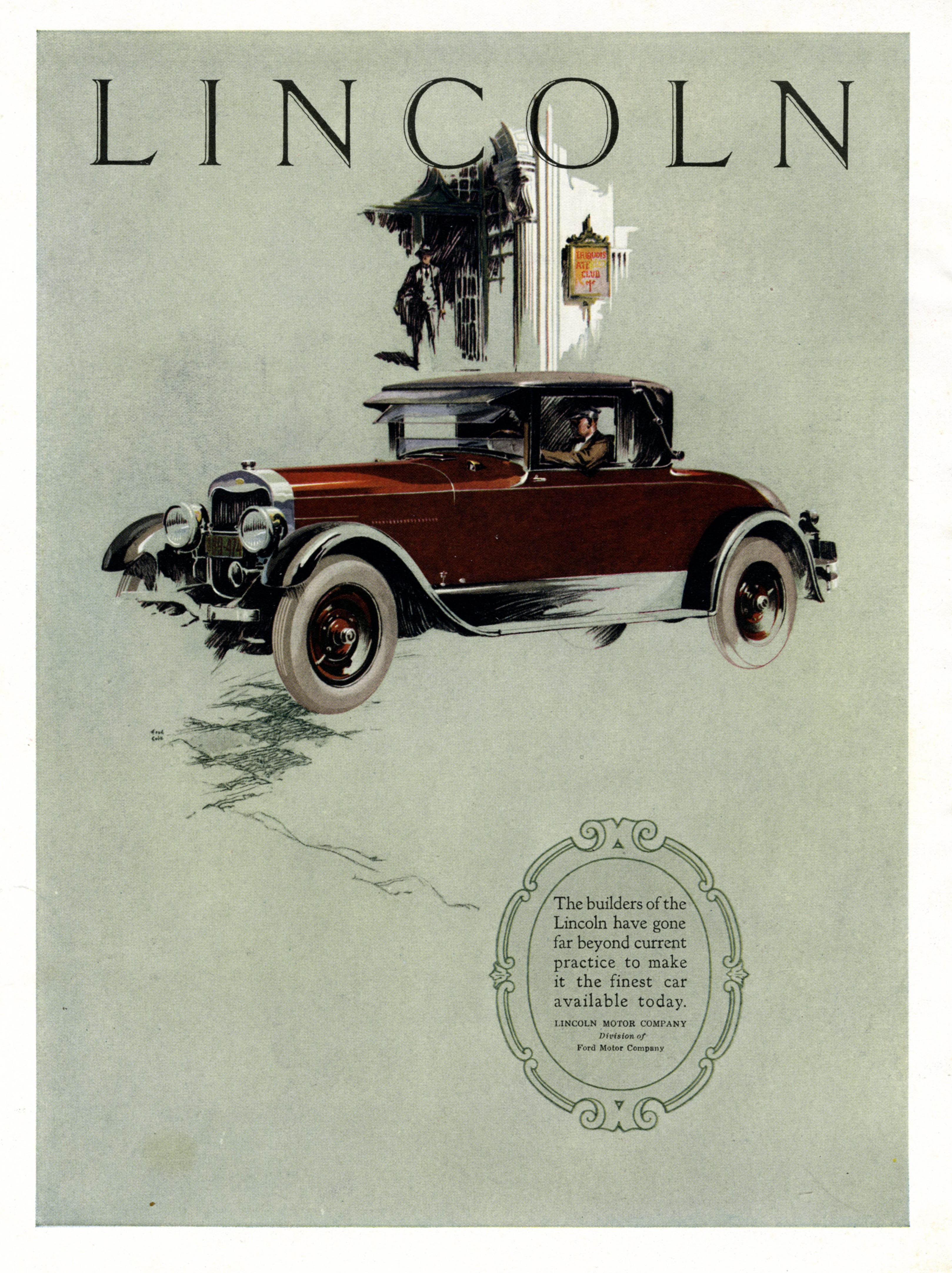 Lincoln Ad (April, 1925) - Illustrated by Fred Cole