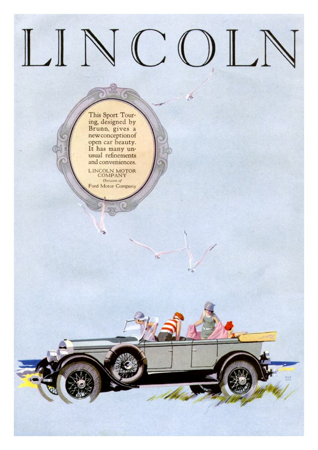 Lincoln Ad (1926): Sport Touring by Brunn - Illustrated by Fred Cole