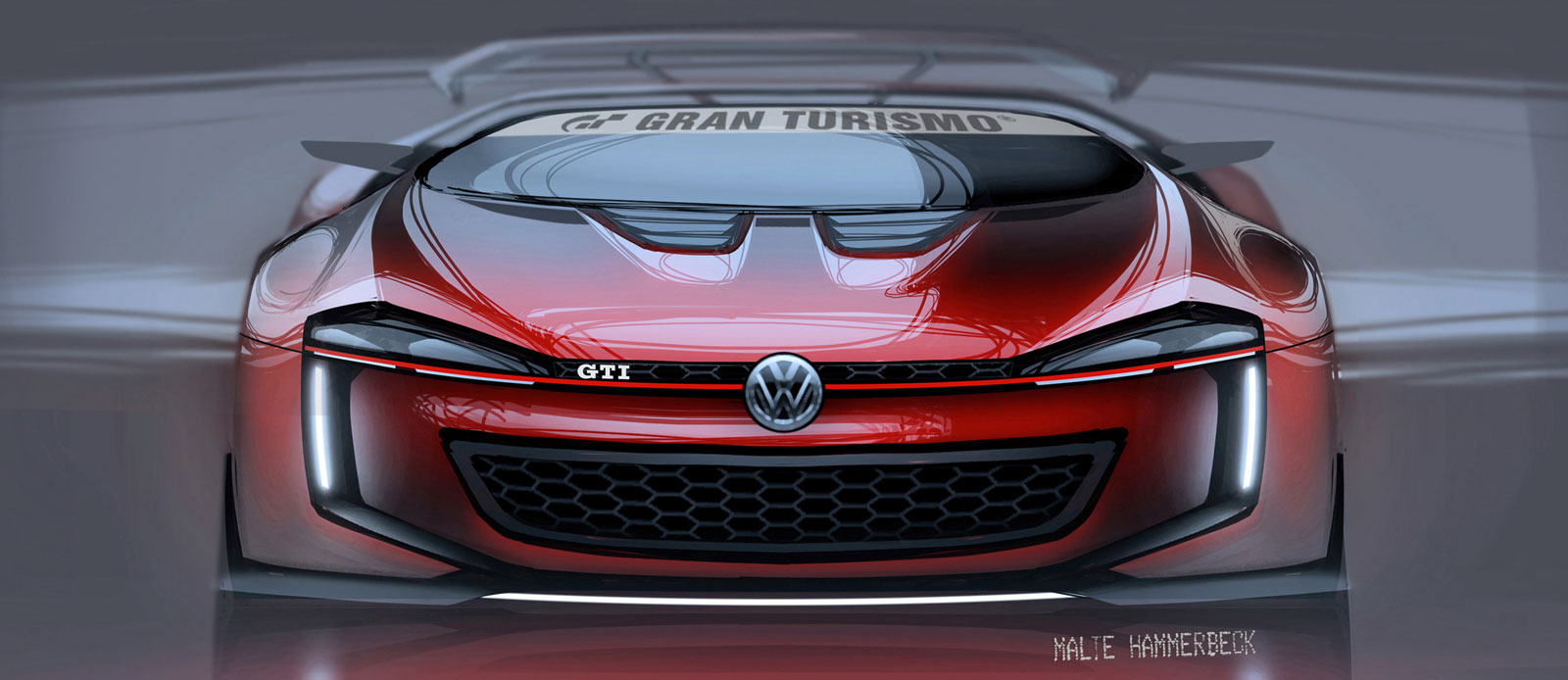 Volkswagen GTI Roadster Vision Gran Turismo (2014) - Design Sketch by Malte Hammerbeck