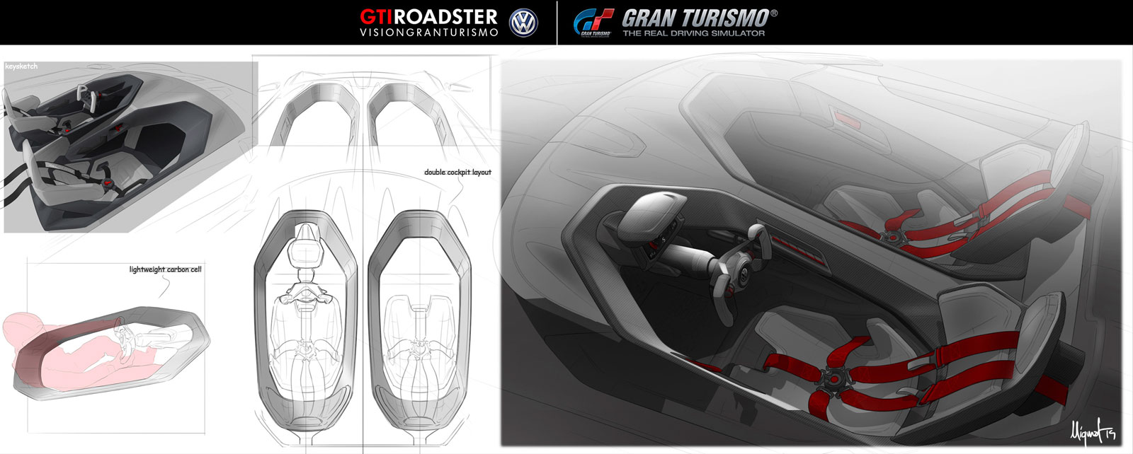 Volkswagen GTI Roadster Vision Gran Turismo (2014) - Interior Design Sketch