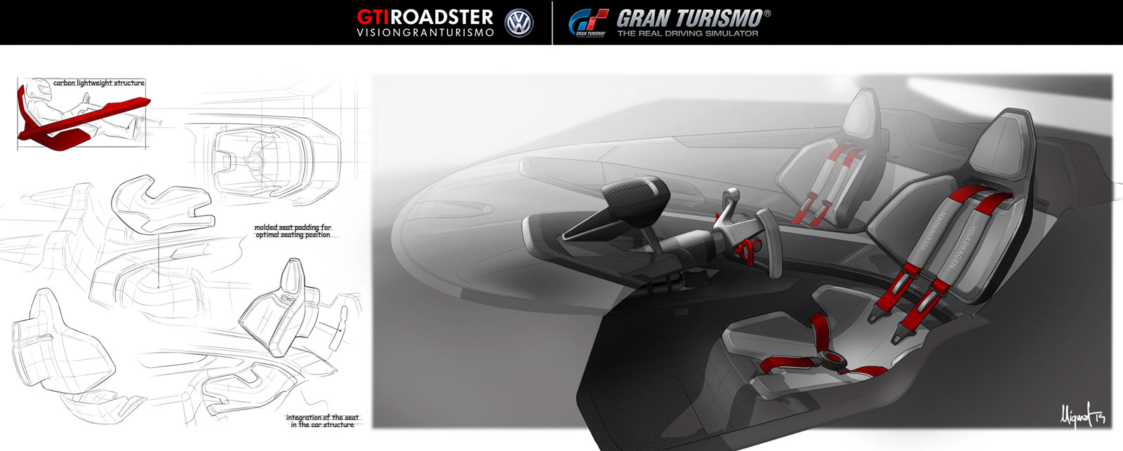 Volkswagen GTI Roadster Vision Gran Turismo (2014) - Interior Design Sketch