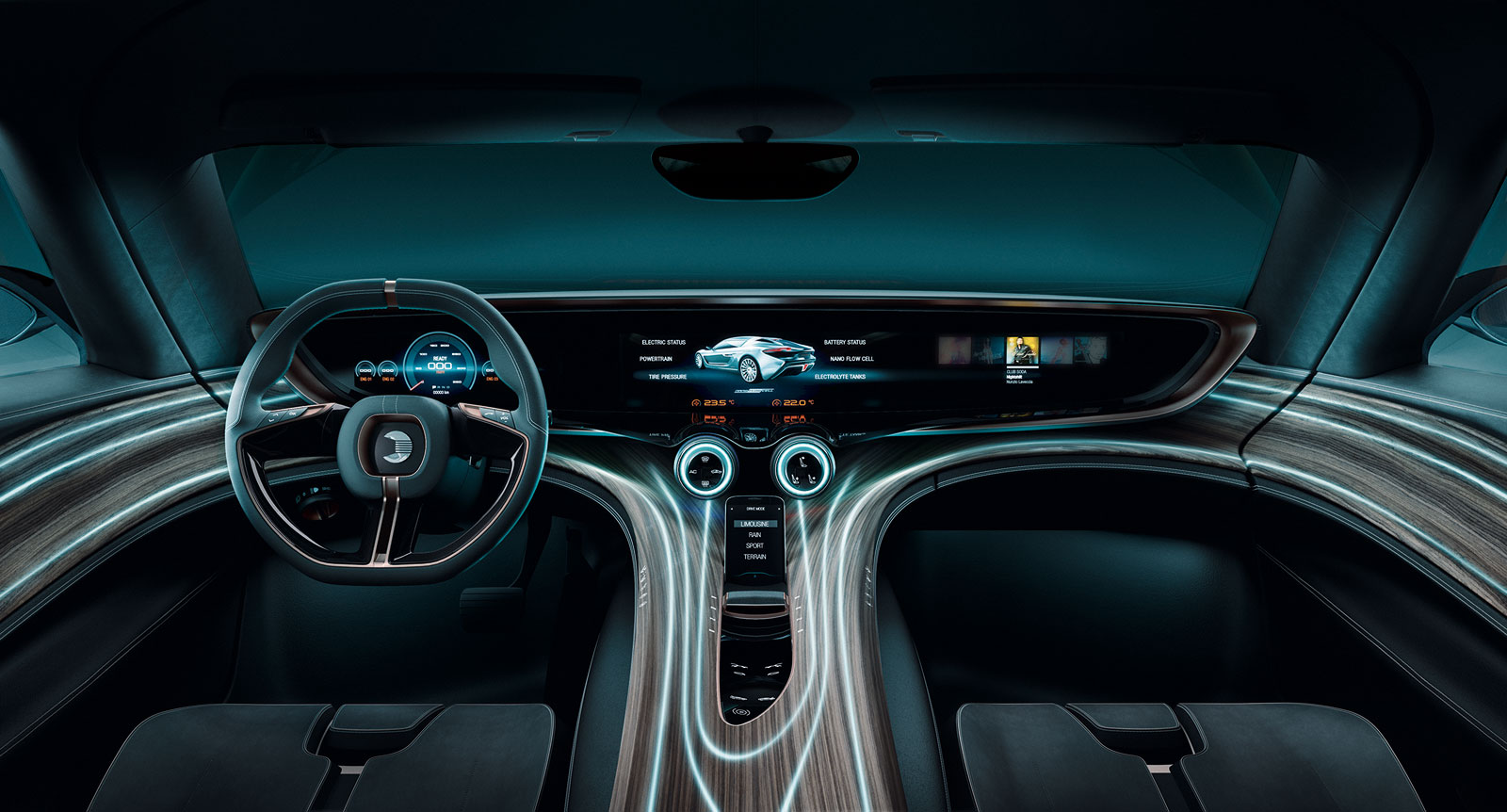 nanoFlowcell Quant e-Sportlimousine (2014) - Сockpit with Light