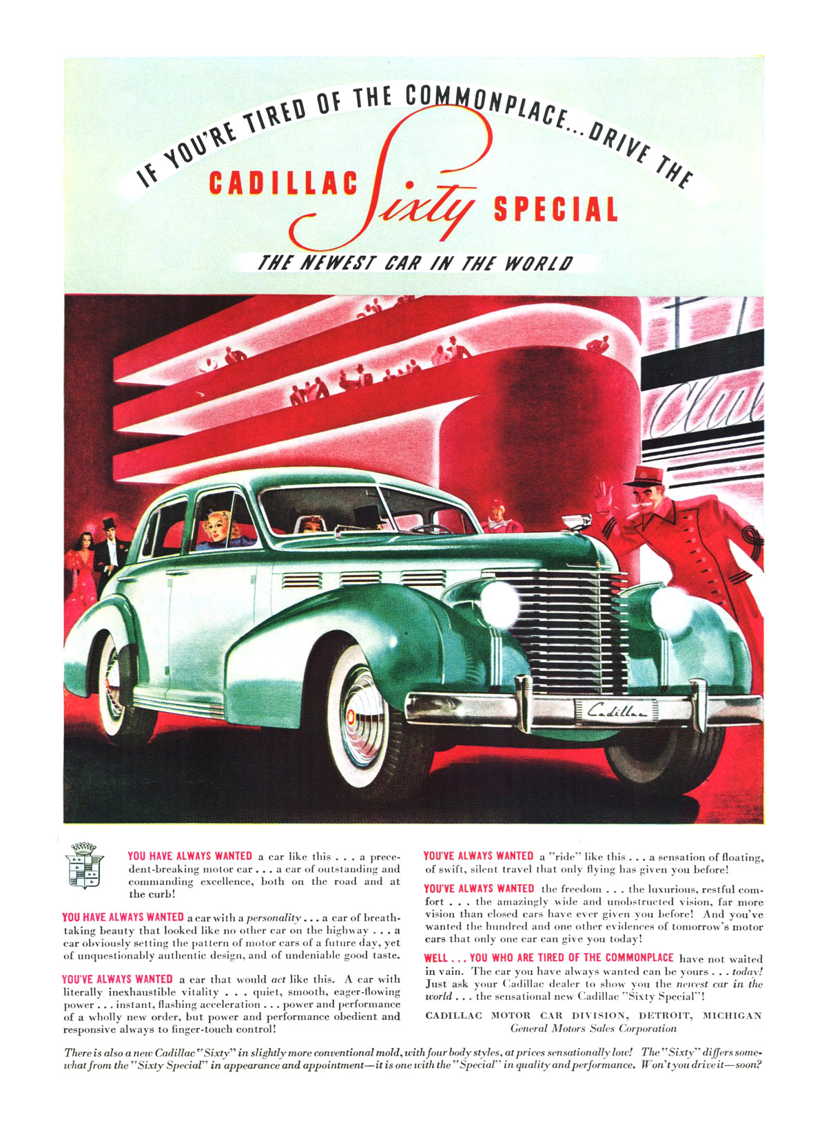 Cadillac Sixty Special Ad (1938) - Illustrated by Jon Whitcomb