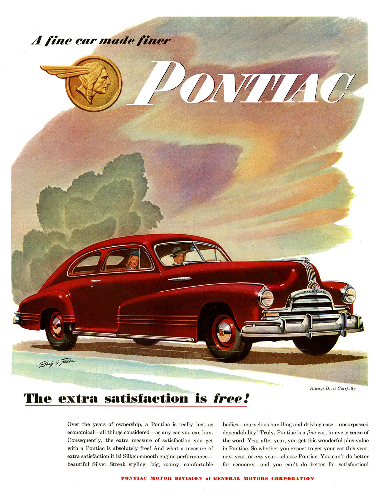Pontiac Sedan-Coupe Ad (April, 1947): The extra satisfaction is free!