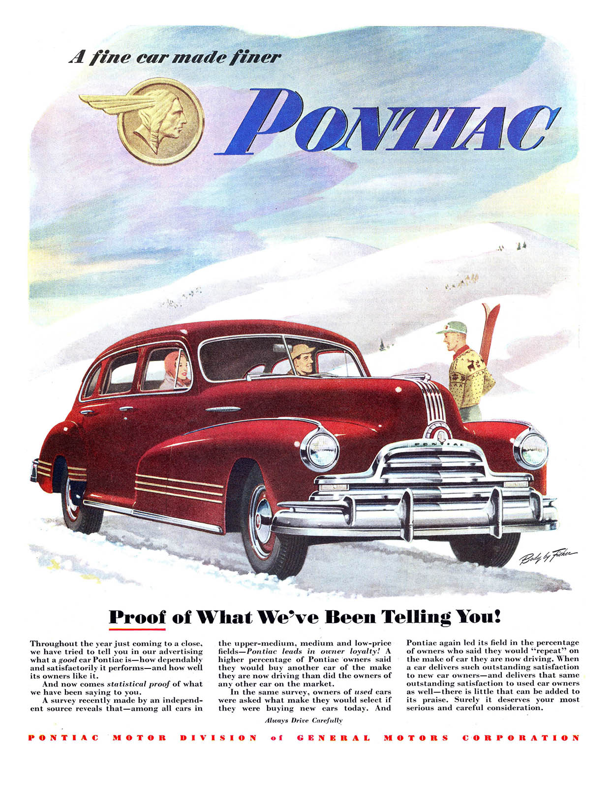 Pontiac Streamliner 4-Door Sedan Ad (December, 1947–January, 1948): Proof of What We've Been Telling You!